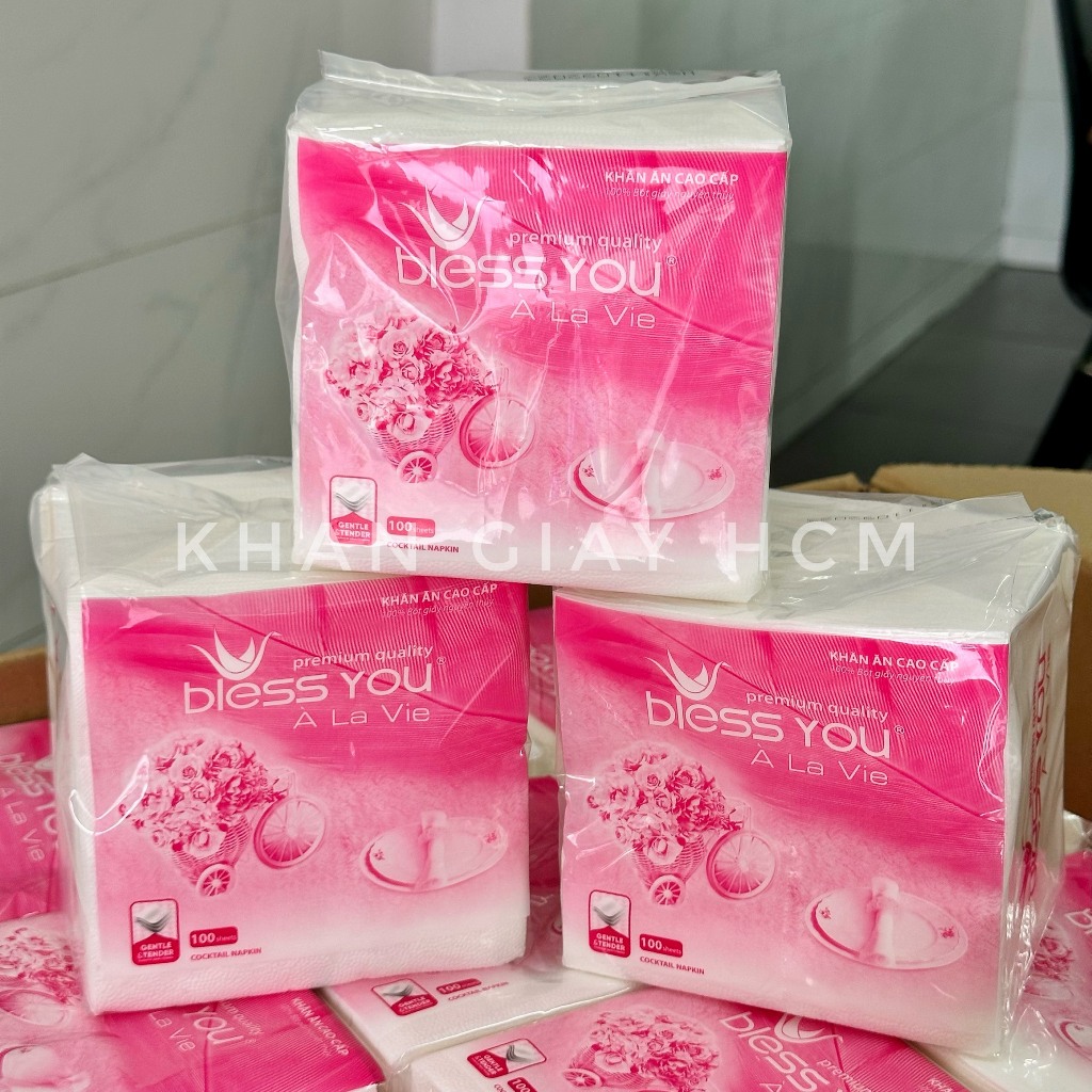 🔥   KHĂN GIẤY VUÔNG BLESS YOU 23x23 CM , KHĂN ĂN CHÍNH HÃNG - KHĂN GIẤY HCM 🔥