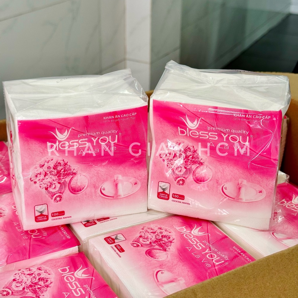 🔥   KHĂN GIẤY VUÔNG BLESS YOU 23x23 CM , KHĂN ĂN CHÍNH HÃNG - KHĂN GIẤY HCM 🔥