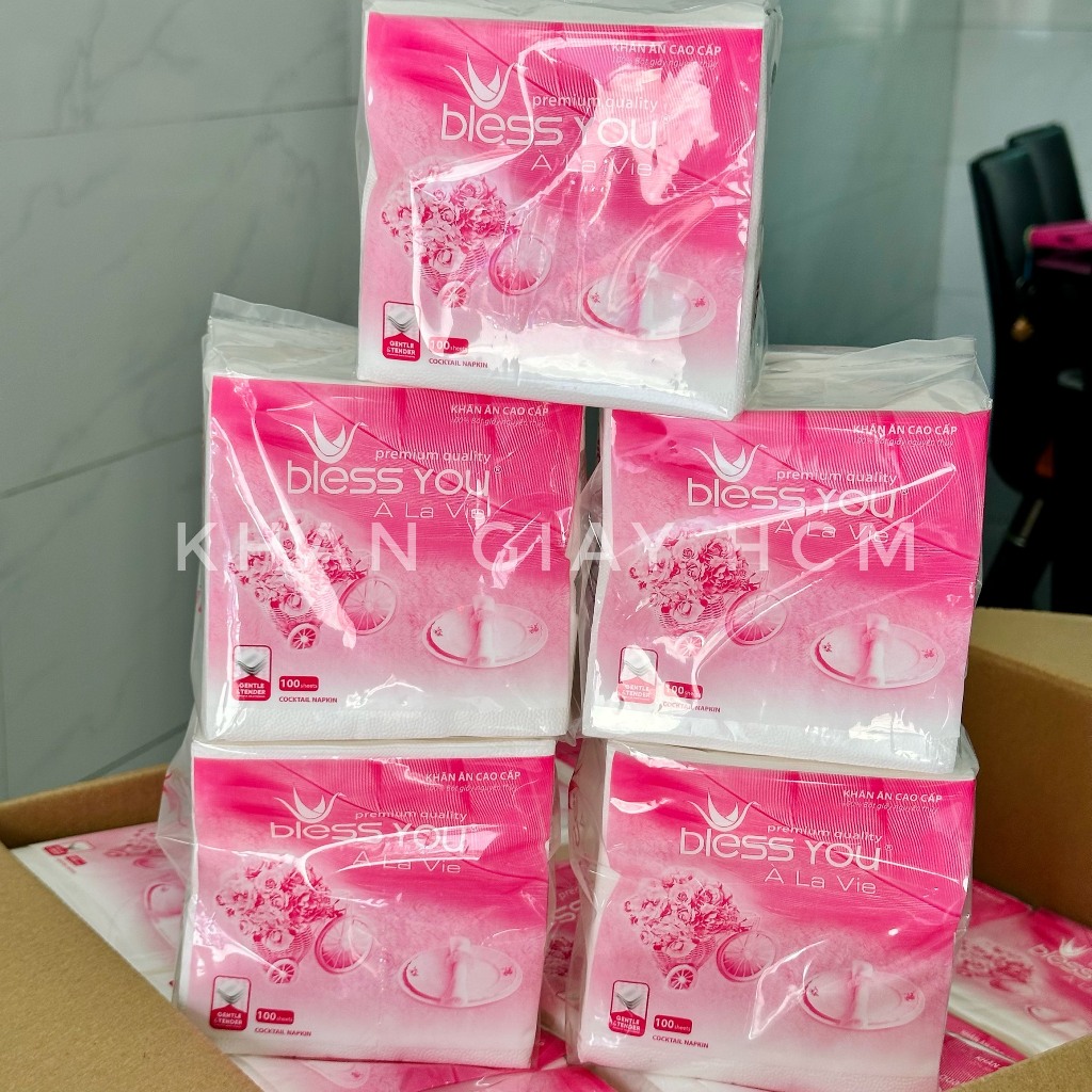 🔥   KHĂN GIẤY VUÔNG BLESS YOU 23x23 CM , KHĂN ĂN CHÍNH HÃNG - KHĂN GIẤY HCM 🔥