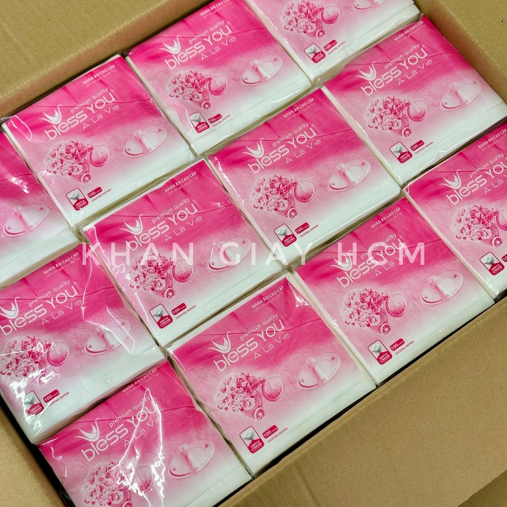 🔥   KHĂN GIẤY VUÔNG BLESS YOU 23x23 CM , KHĂN ĂN CHÍNH HÃNG - KHĂN GIẤY HCM 🔥
