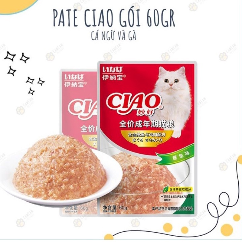 Pate Ciao dạng gói dành cho mèo 60g