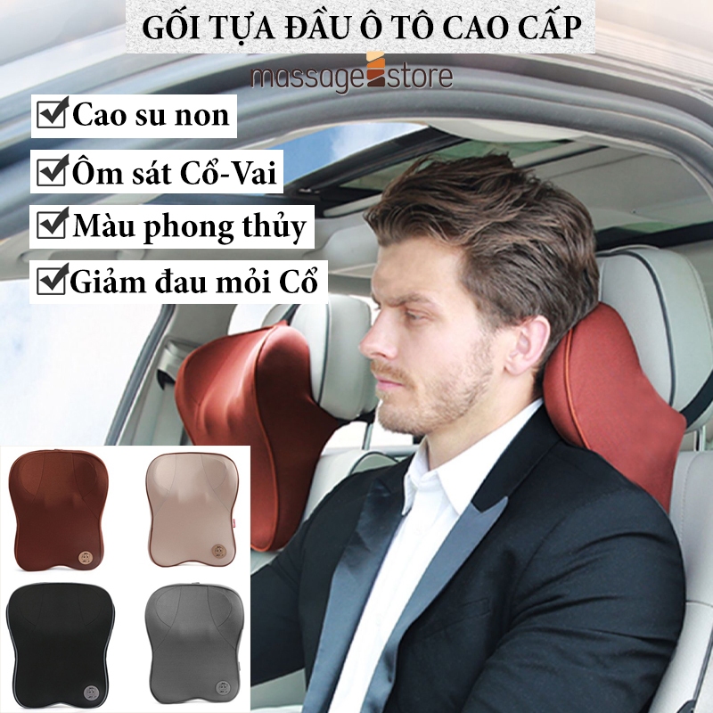 Gối Tựa Đầu Ô Tô Công Thái Học - Gối Tựa Cổ ô tô Cao Su Non ôm sát cổ vai gáy giúp giảm tác động lên đầu