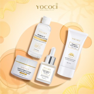 Bộ sản phẩm chăm sóc da mặt Yococi 4 món gồm 1 kem chống nắng 50g + kem face 20g + 1 serum 20ml + 1 tẩy trang 100g