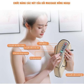 Gối massage cổ vai gáy cao cấp - Gối massage hồng ngoại 20 bi đảo chiều