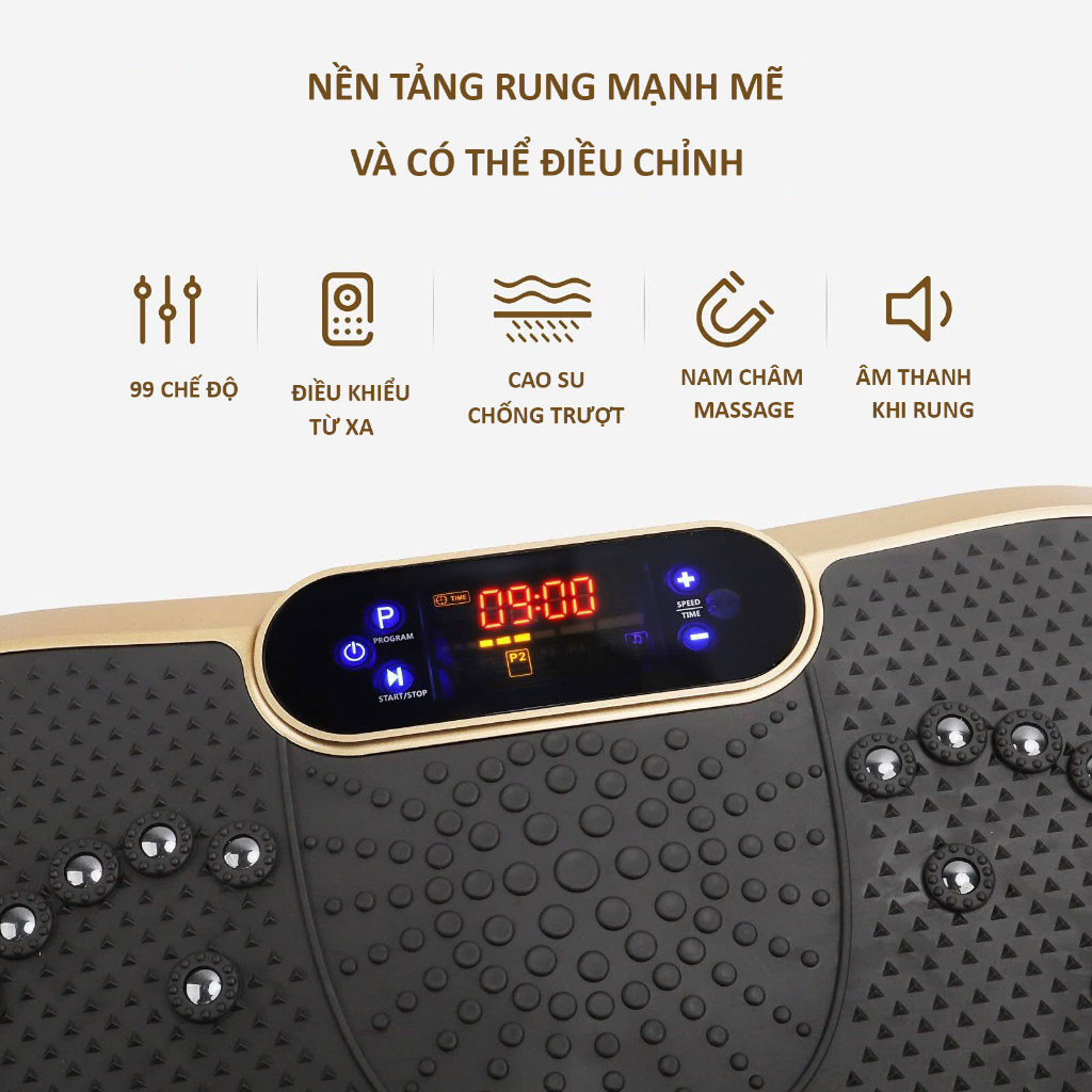 Máy Rung Tập Bụng - Máy Rung Toàn Thân Điều Khiển Từ Xa 120 Cấp Độ, Nghe Nhạc, Kết Nối Bluetooth Đa Năng, Tiện Lợi