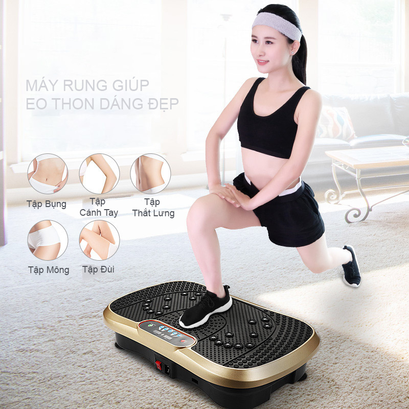 Máy Rung Tập Bụng - Máy Rung Toàn Thân Điều Khiển Từ Xa 120 Cấp Độ, Nghe Nhạc, Kết Nối Bluetooth Đa Năng, Tiện Lợi