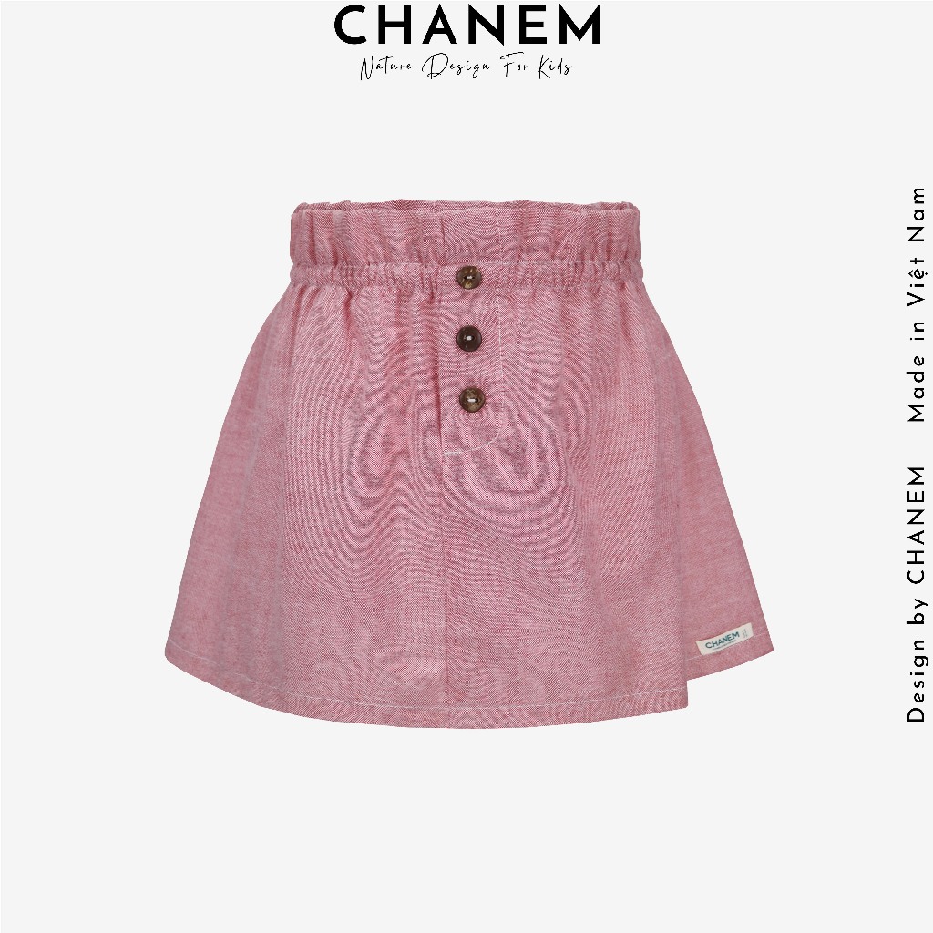 Chân váy cho bé gái CHANEM REMI phối cúc , bèo cạp chun chất liệu cotton cao cấp mềm mại