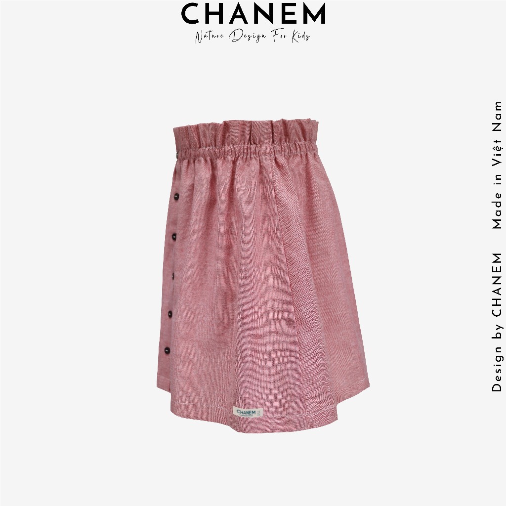 Chân váy cho bé gái CHANEM REMI phối cúc , bèo cạp chun chất liệu cotton cao cấp mềm mại