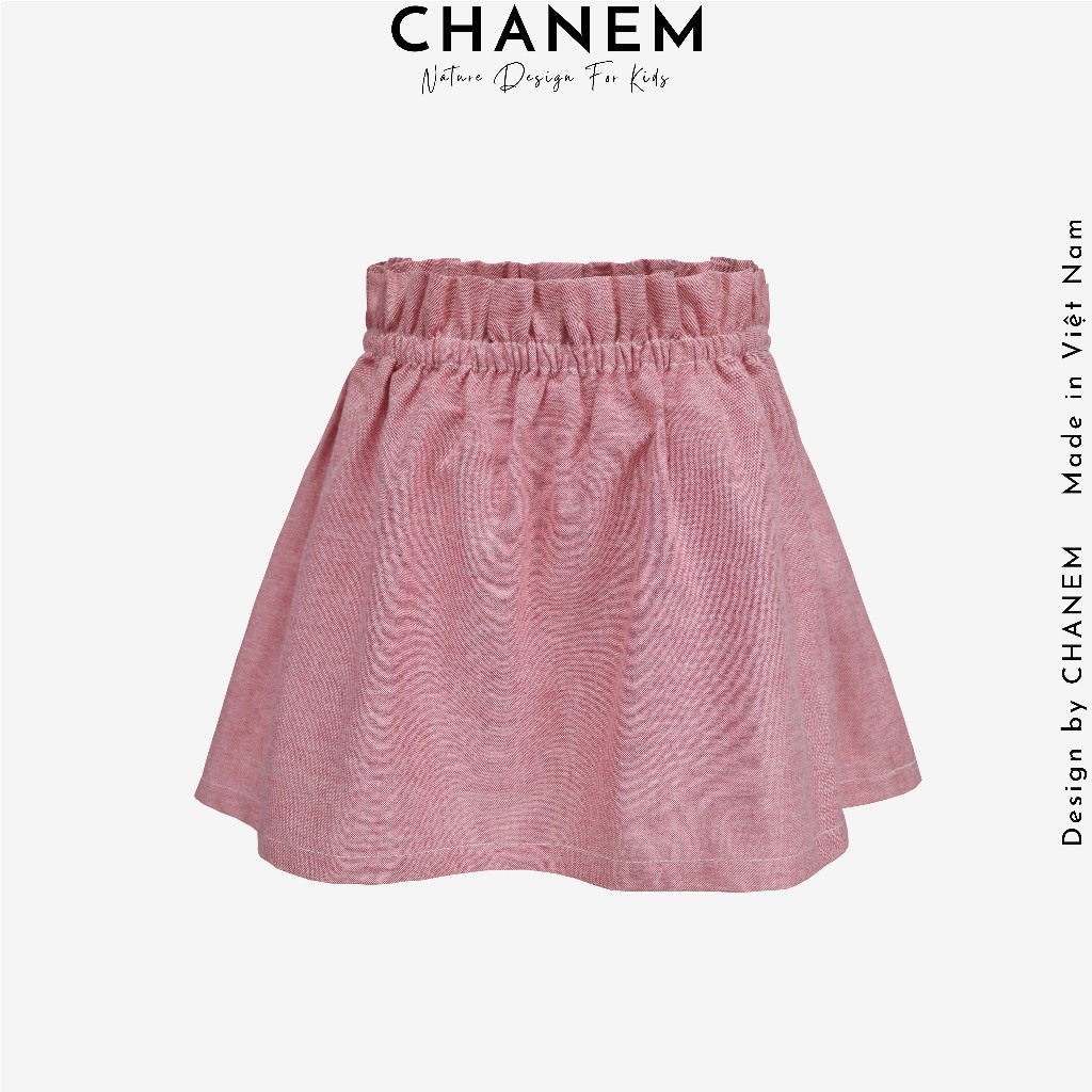 Chân váy cho bé gái CHANEM REMI phối cúc , bèo cạp chun chất liệu cotton cao cấp mềm mại