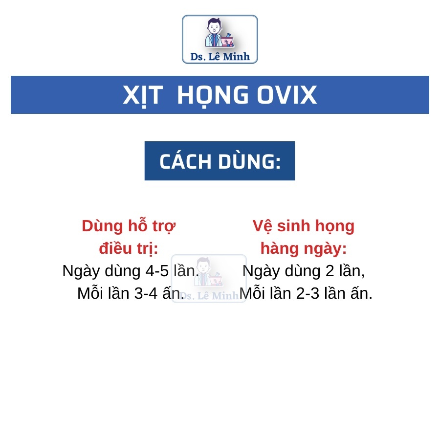 Xịt họng Ovix Ectoin 20 ml ngăn ngừa viêm họng, viêm amydal, viêm VA