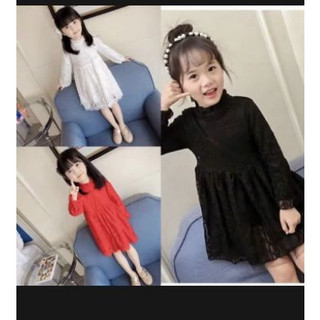 Váy ren/ áo váy dài tay cho bé gái