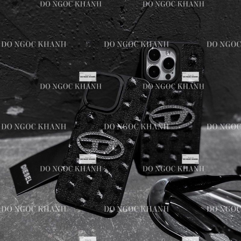 Ốp điện thoại Vải jean Disel đá màu đen rin rách cao cấp ngầu chất