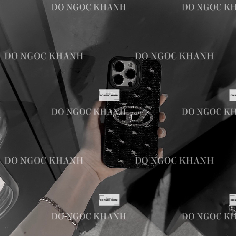 Ốp điện thoại Vải jean Disel đá màu đen rin rách cao cấp ngầu chất