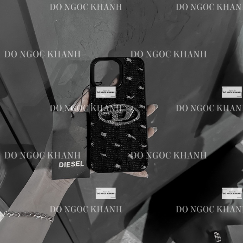 Ốp điện thoại Vải jean Disel đá màu đen rin rách cao cấp ngầu chất