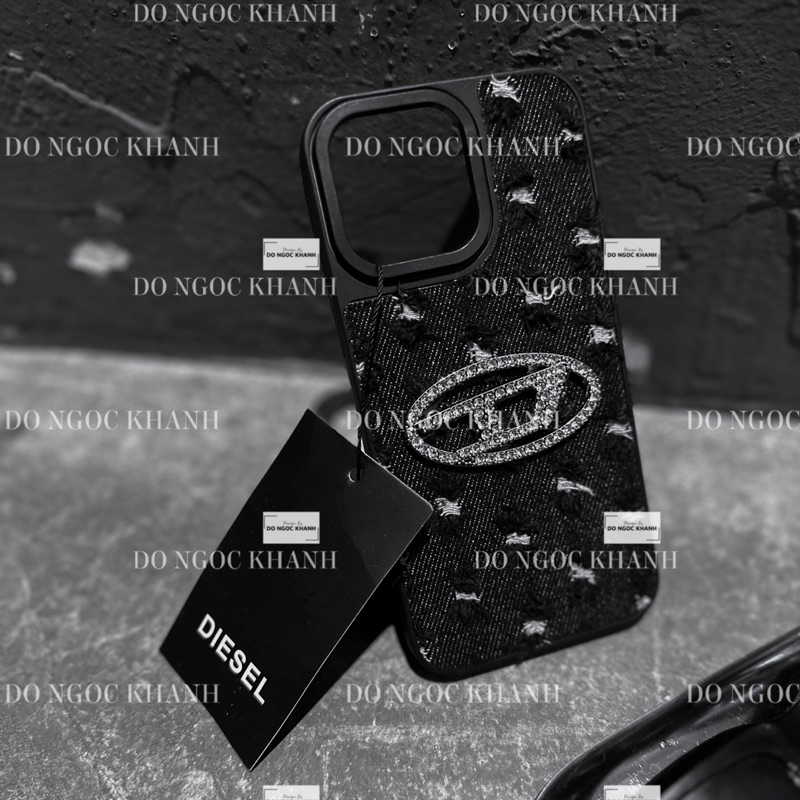 Ốp điện thoại Vải jean Disel đá màu đen rin rách cao cấp ngầu chất