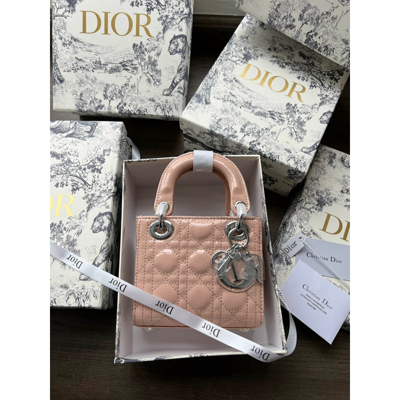 Túi Di o da bóng 3 ô tag bạc kèm hộp