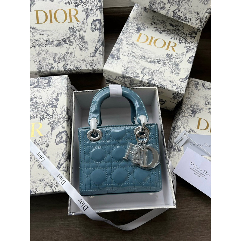 Túi Di o da bóng 3 ô tag bạc kèm hộp