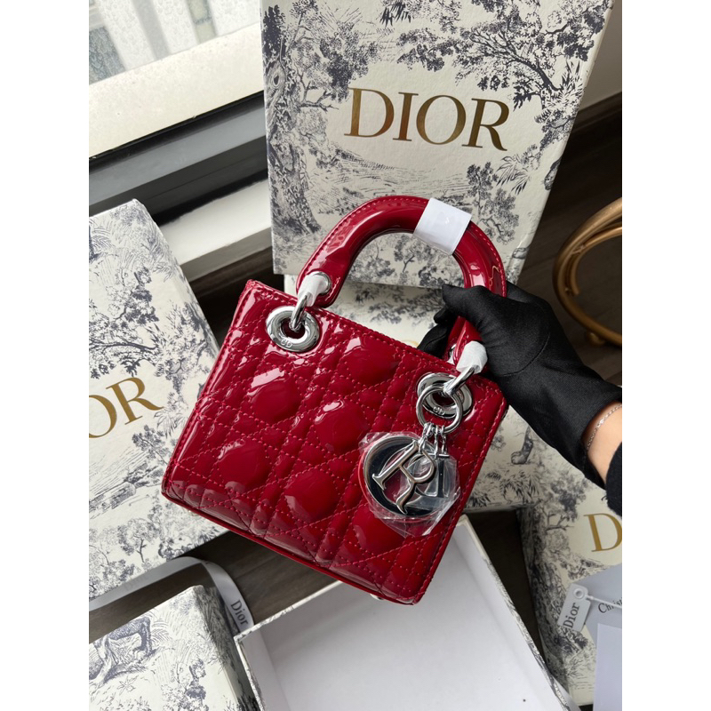 Túi Di o da bóng 3 ô tag bạc kèm hộp