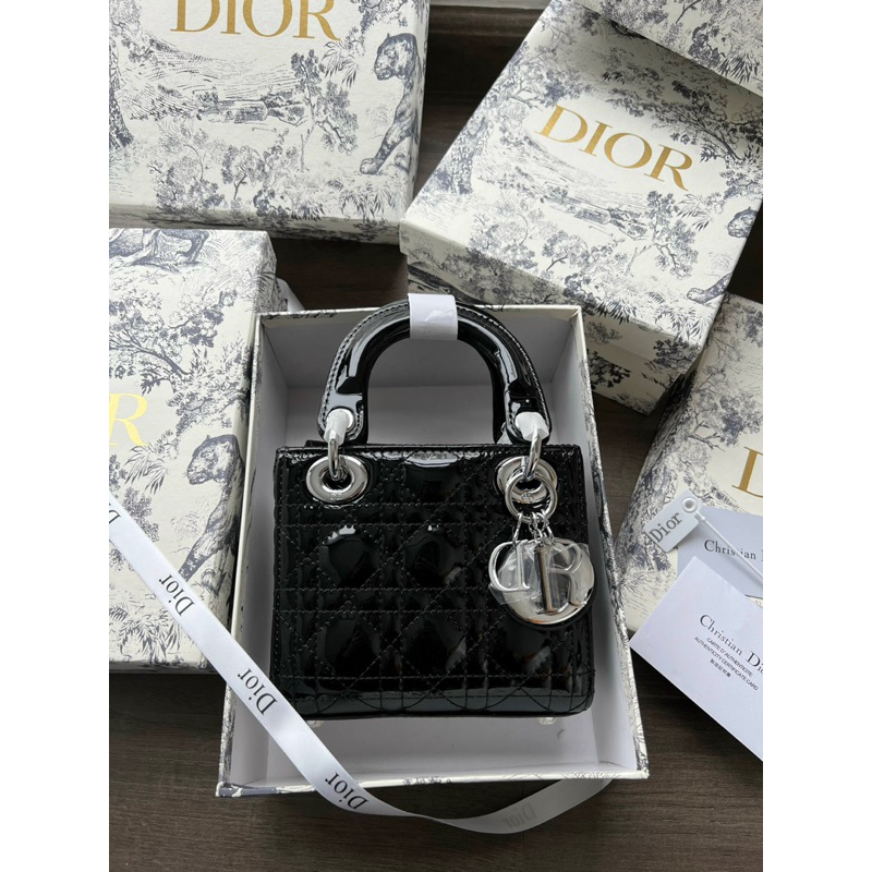 Túi Di o da bóng 3 ô tag bạc kèm hộp