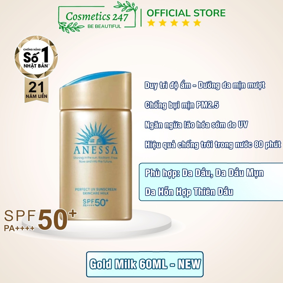 Kem chống nắng Anessa Perfect UV Sunscreen Skincare Milk 60ml chính hãng
