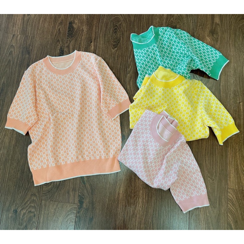 Áo len dệt kim hoạ tiết bo viền ZR