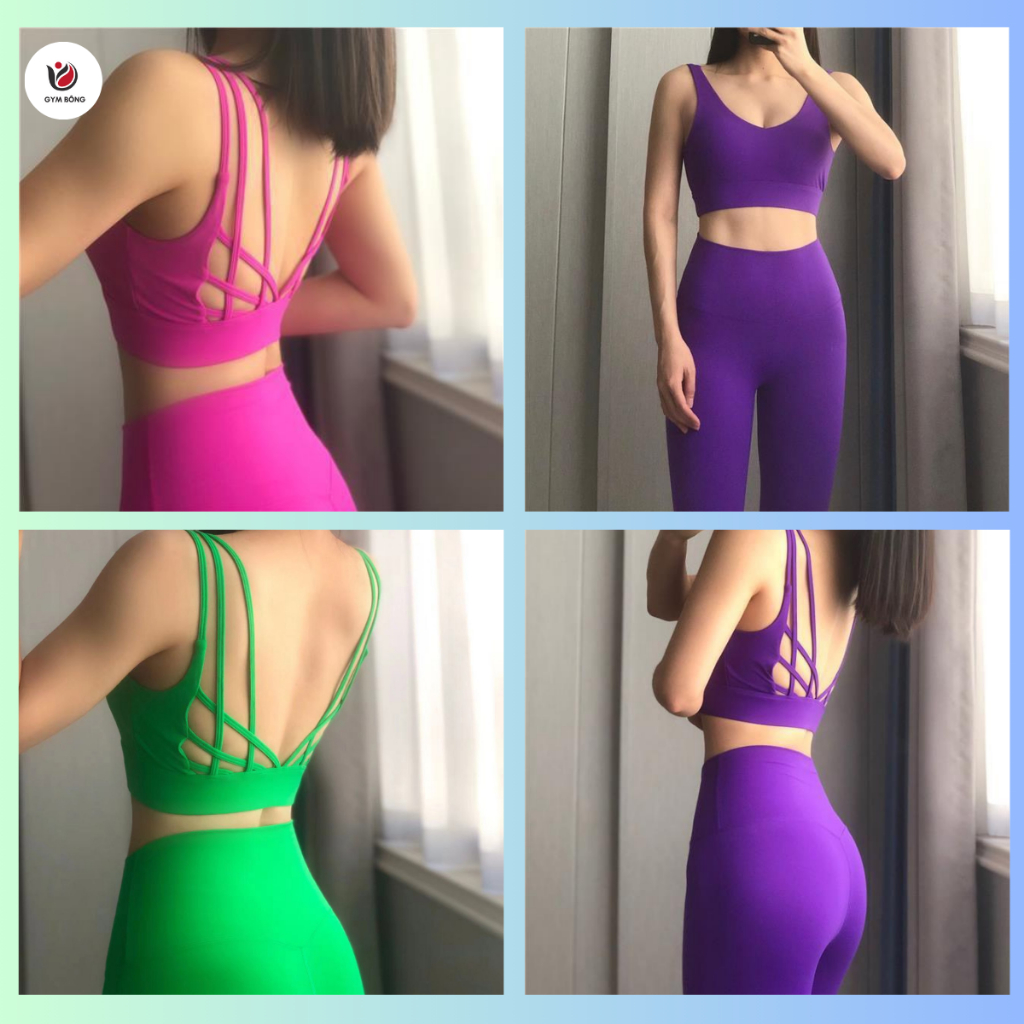 Set Bộ Tập Gym, Yoga, Thể Thao Lulu Đan Lưng Xương Cá Nâng Mông Tôn Dáng Nhiều Màu Cao Cấp Thoáng Mát Co Dãn