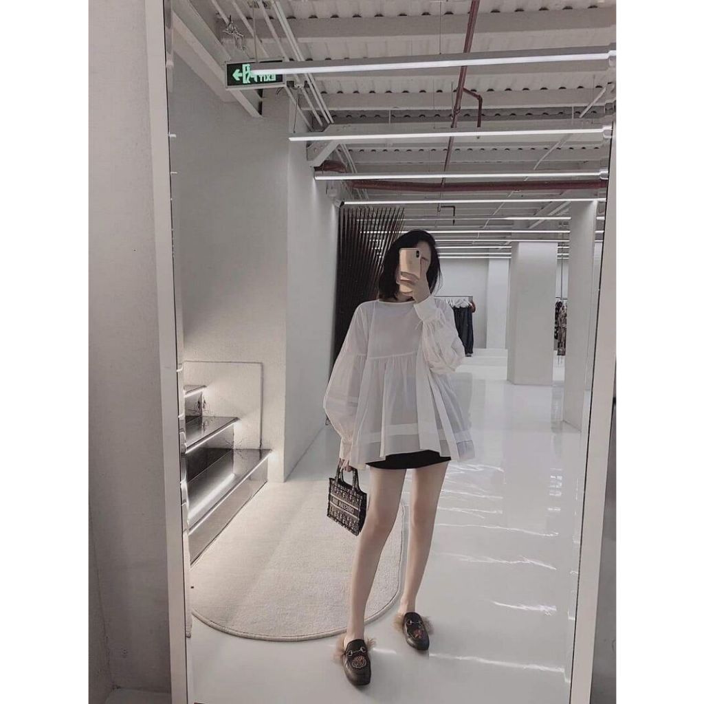 Áo baby doll tơ bánh bèo fom rộng