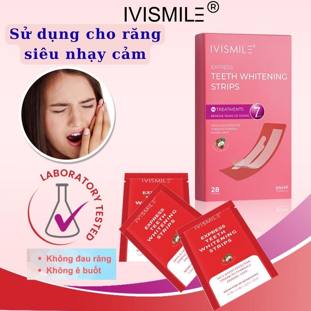 Miếng dán trắng răng cấp tốc Ivismile, công thức làm trắng độc quyền PAP+ dành riêng cho răng, lợi nhạy cảm