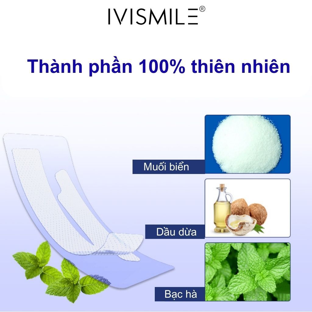 Miếng dán trắng răng cấp tốc Ivismile, công thức làm trắng độc quyền PAP+ dành riêng cho răng, lợi nhạy cảm