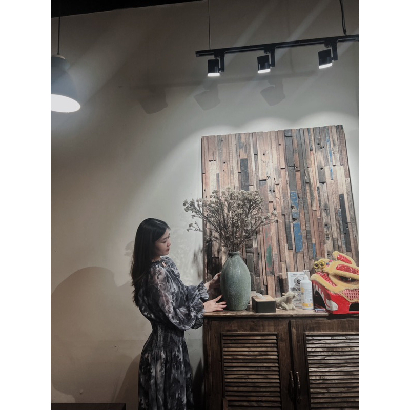 Váy hoa nữ dáng dài công sở, đầm maxi dài tay chất voan tơ 2 lớp LA CHIC