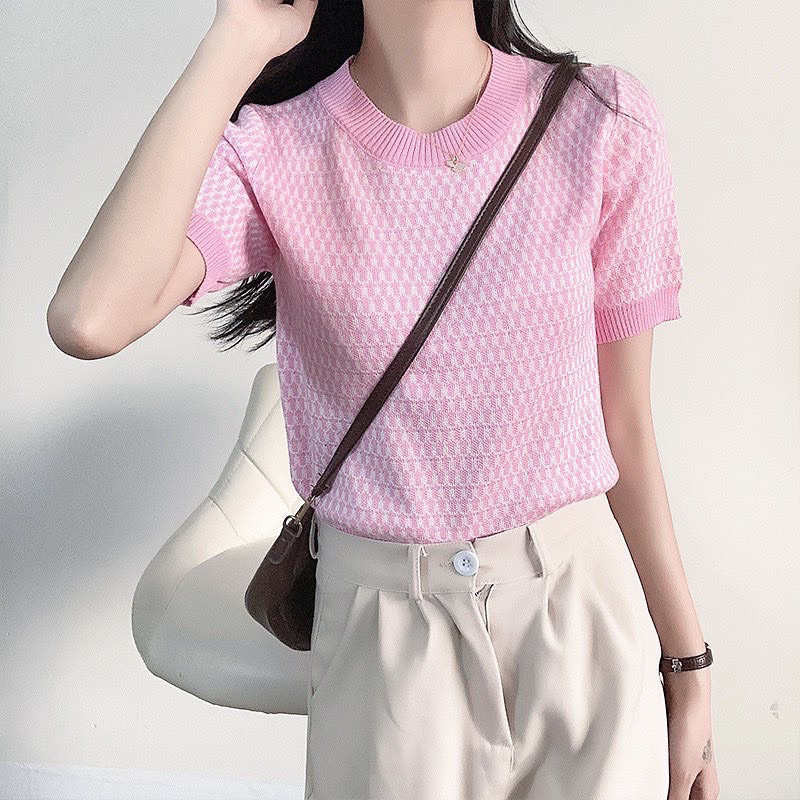 Áo len dệt kim hoạ tiết bo viền ZR