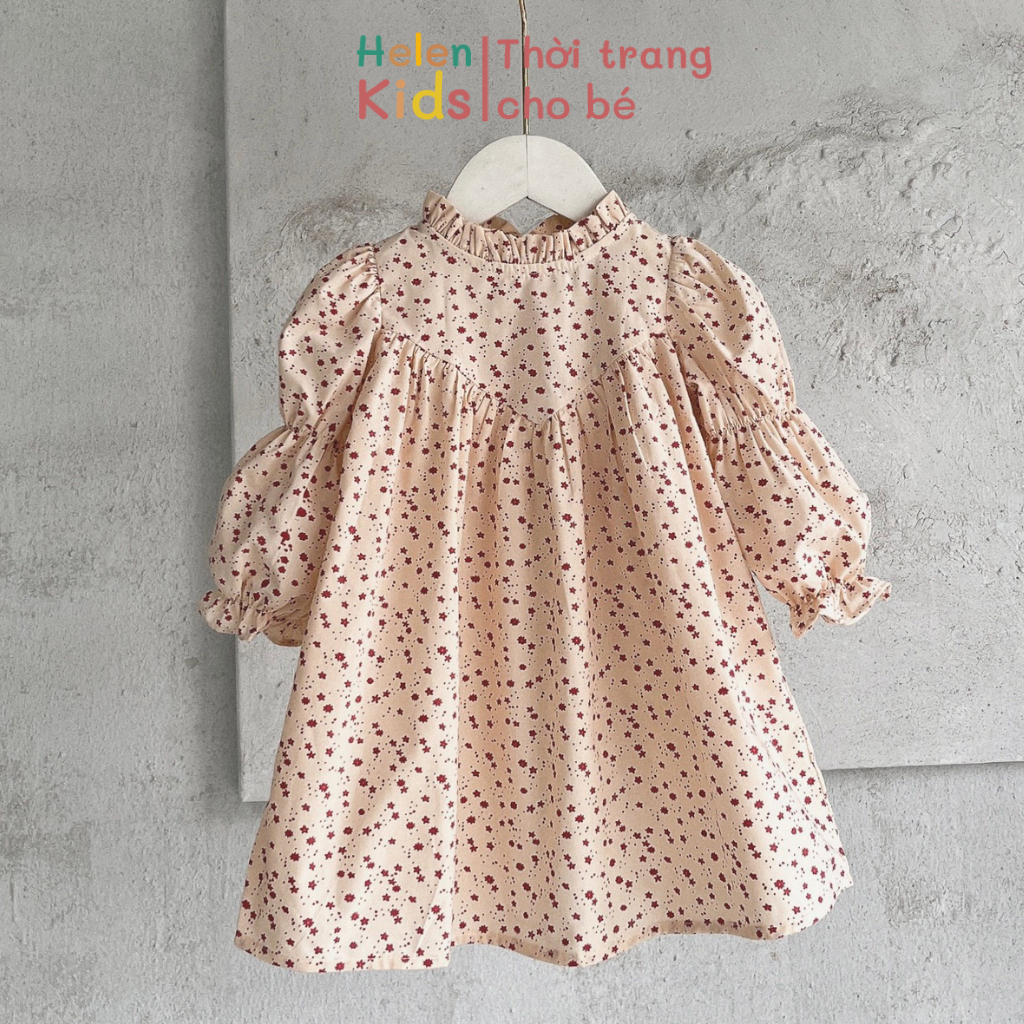 Váy Dài Tay Bé Gái Helen Kids Váy Cổ Bèo Tay Chun Cho Bé OP2019