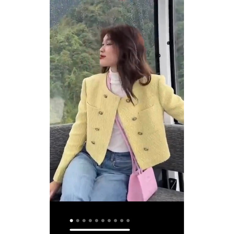 PASS - Áo khoác Dạ tweed nút đôi