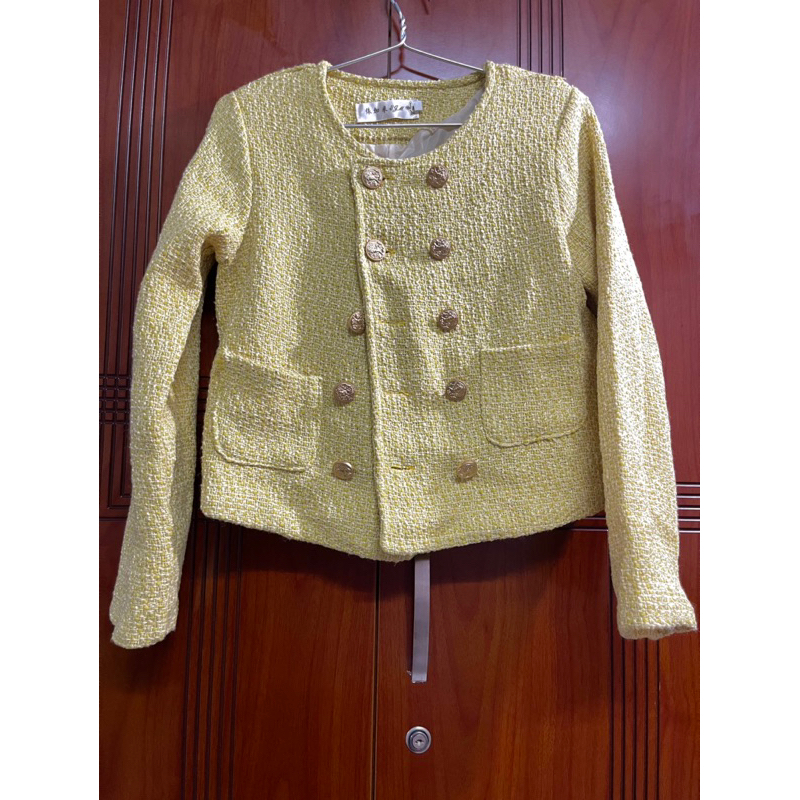 PASS - Áo khoác Dạ tweed nút đôi