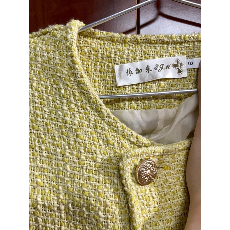 PASS - Áo khoác Dạ tweed nút đôi