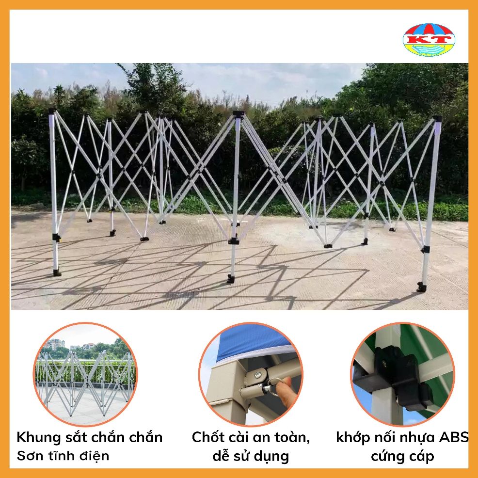 Nhà Bạt Di Động 3M x 4,5M Che Nắng, Che Mưa Ngoài Trời, Khung Thép Sơn Tĩnh Điện Chống Rỉ
