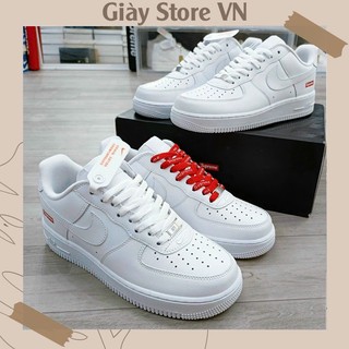 Giày_nike air force 1 supreme, giày af1 supreme bản cao cấp dây đỏ full box bill