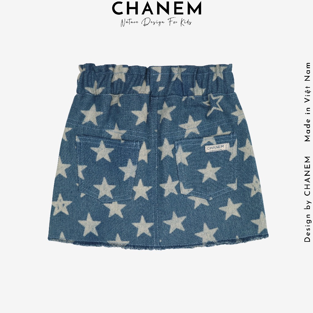 Chân váy bò cho bé gái dáng chữ A SKIE CHANEM, có quần trong, cạp chun cho bé cảm giác mặc thoải mái dễ dàng vận động