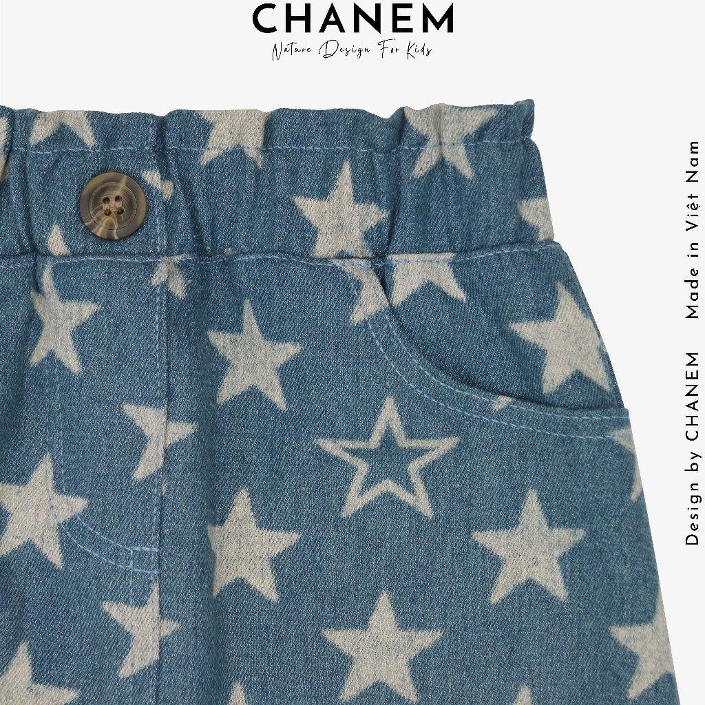 Chân váy bò cho bé gái dáng chữ A SKIE CHANEM, có quần trong, cạp chun cho bé cảm giác mặc thoải mái dễ dàng vận động