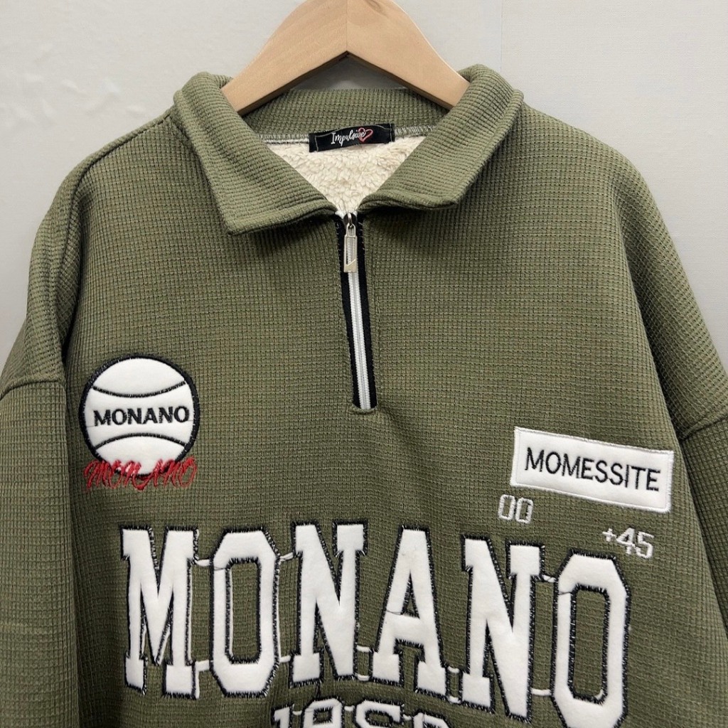 Áo Sweater Polo Chất Tổ Ong Lót Lông Thêu Mona Freesize