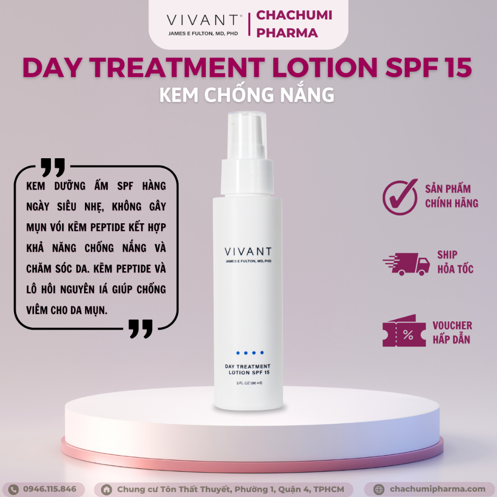 Kem chống nắng Vivant Mineral Sunscreen SPF 30 - Day Treatment Lotion SPF15