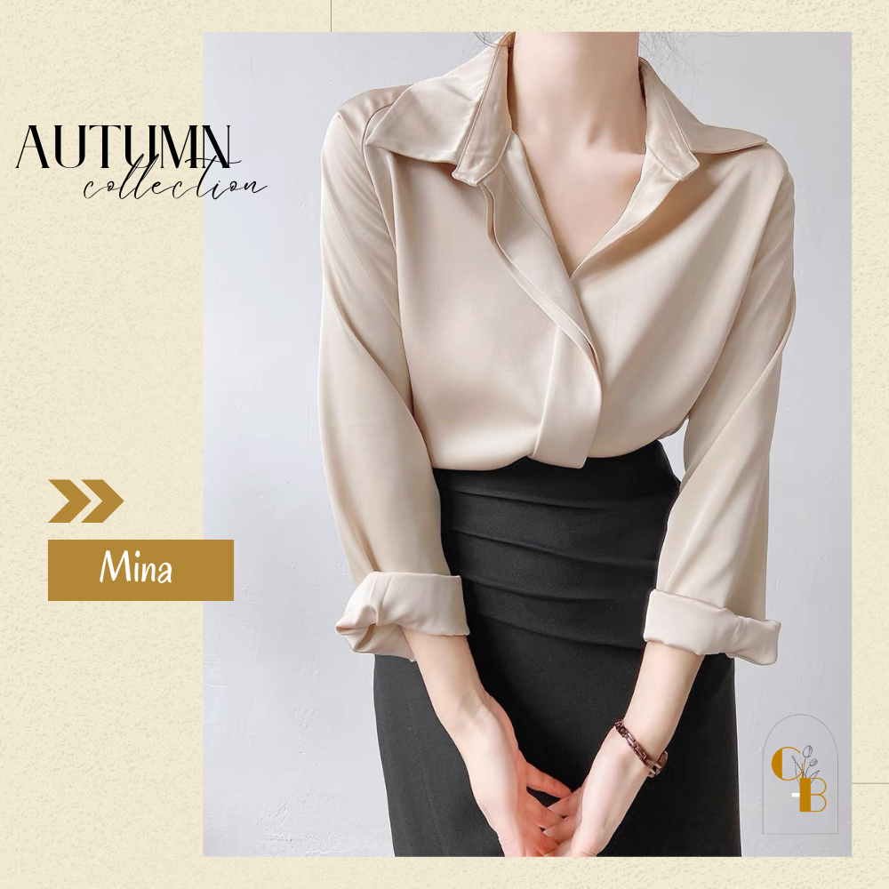 Sơ mi nữ tay dài tông màu pastel thanh lịch sang trọng chất lụa cao cấp thời trang công sở DELIZ GABY