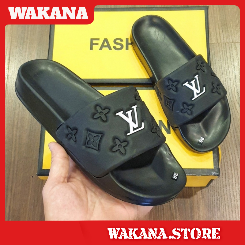 Dép lê thời trang quai ngang nam đẹp LV quai trắng. Hàng sẵn kho từ 38-43
