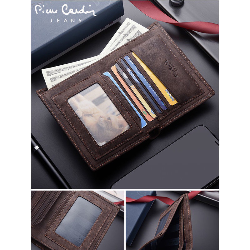 Ví nam gập da bò thật Pierre Cardin chất lượng cao, bền