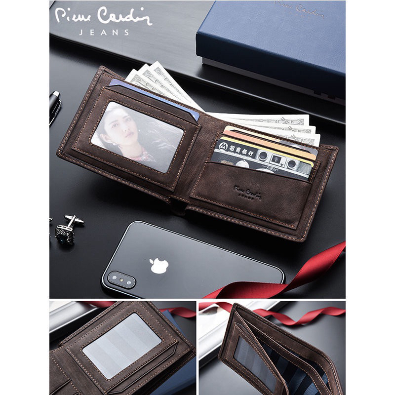 Ví nam gập da bò thật Pierre Cardin chất lượng cao, bền