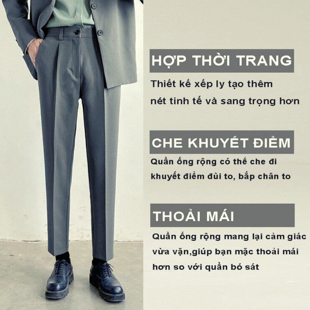 Quần âu nam sidetab cạp cao điều chỉnh vòng eo tăng giảm 4-6cm