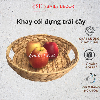 Khay cói tròn đựng trái cây , bánh mứt Smile Decor trang trí nhà cửa , homestay