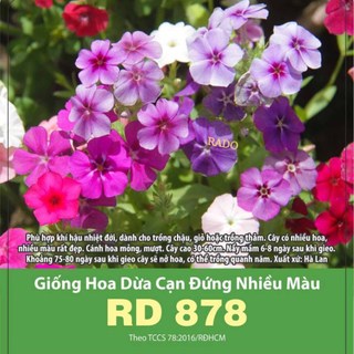 Hạt giống hoa dừa cạn đứng nhiều màu RD878, đóng gói 0.03gr