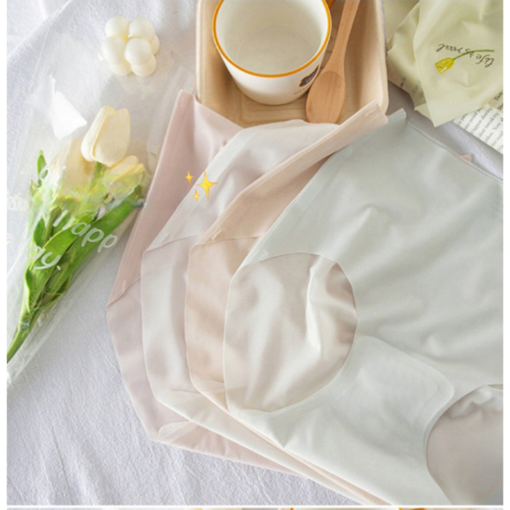 Set 5 quần lót nữ tơ lụa cạp cao tàng hình thêu hoa Tulip mỏng mát ôm sát kháng khuẩn NANGEVA ms2373