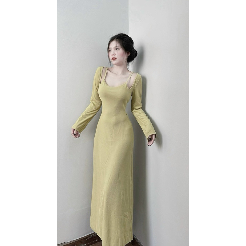ĐẦM MAXI HỞ VAI ÔM BODY DÁNG DÀI MÀU TRƠN